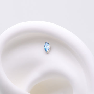 Detail View 1 of Implant Grade Titanium OneFit Threadless Elegant Marquise Sparkle Top Part-Aqua